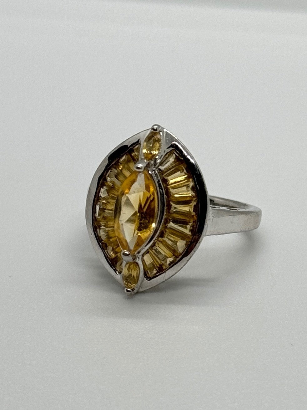 925 Sterling Silver Citrine Ring Size 6.5