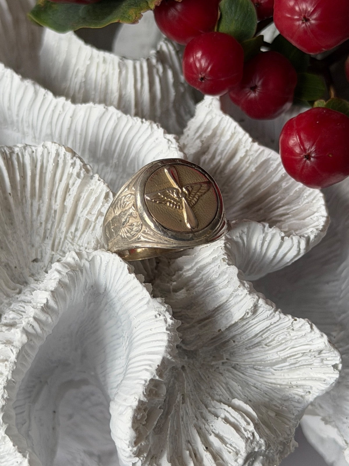 Vintage Emblem of the U.S. Army Air Corps 925 Sterling Silver Ring Size 8.5