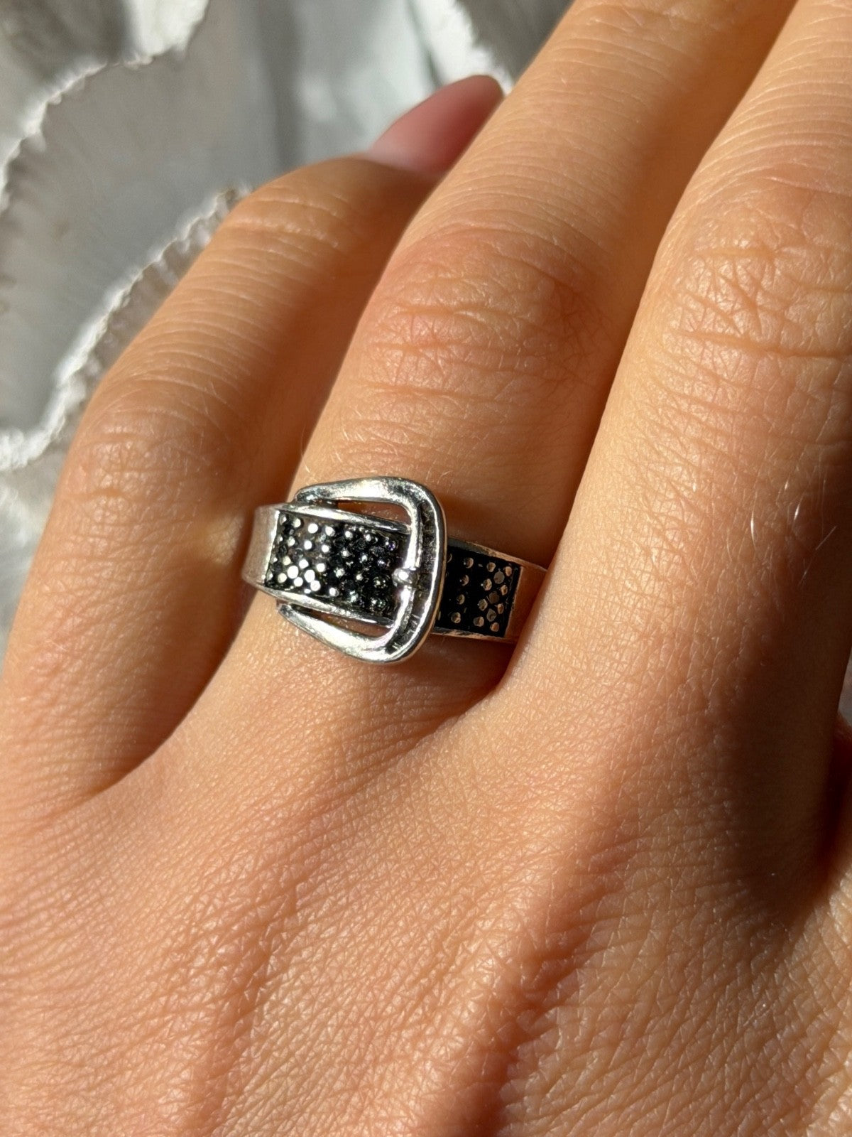 925 Sterling Silver Belt Spinel Ring Size 7