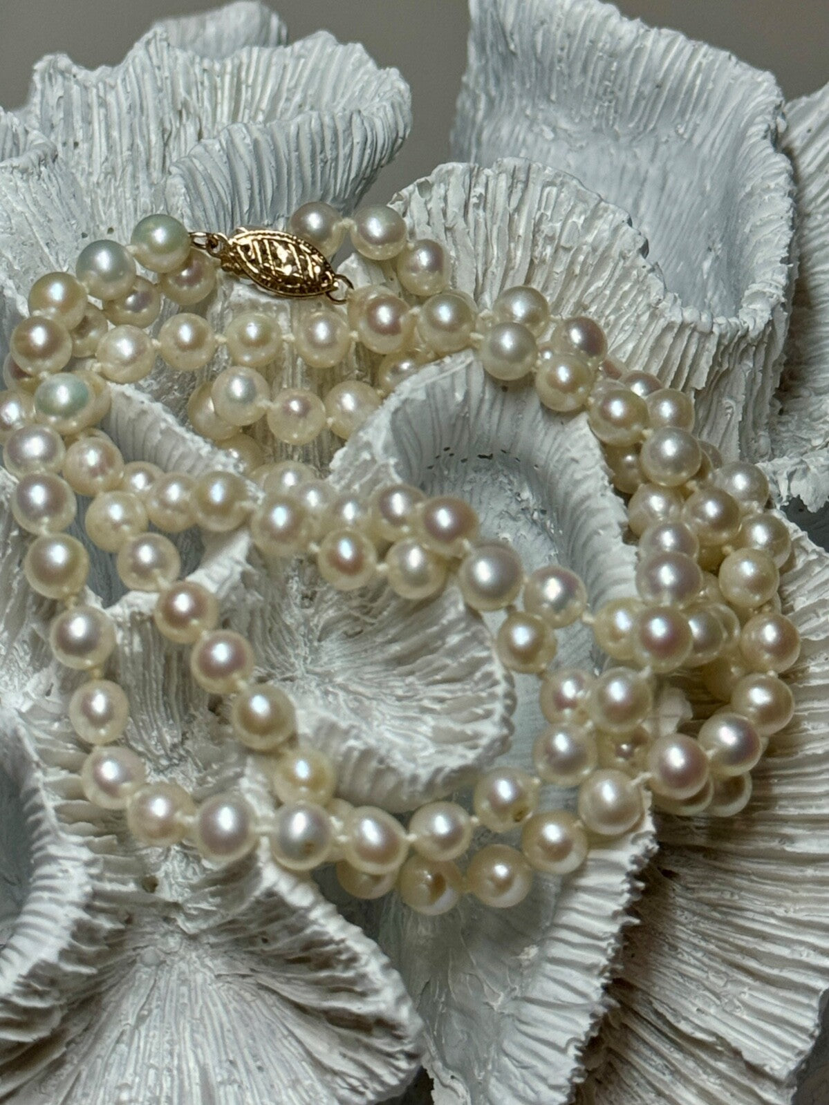 14K Yellow Gold Freshwater Pearl Necklace Length 30 Inch
