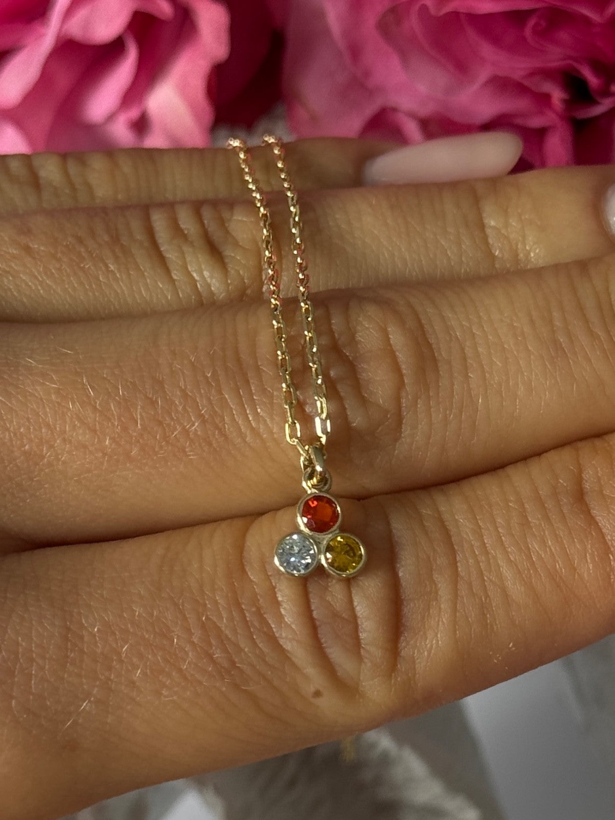 14K Yellow Gold Diamond Citrine Spinel Necklace