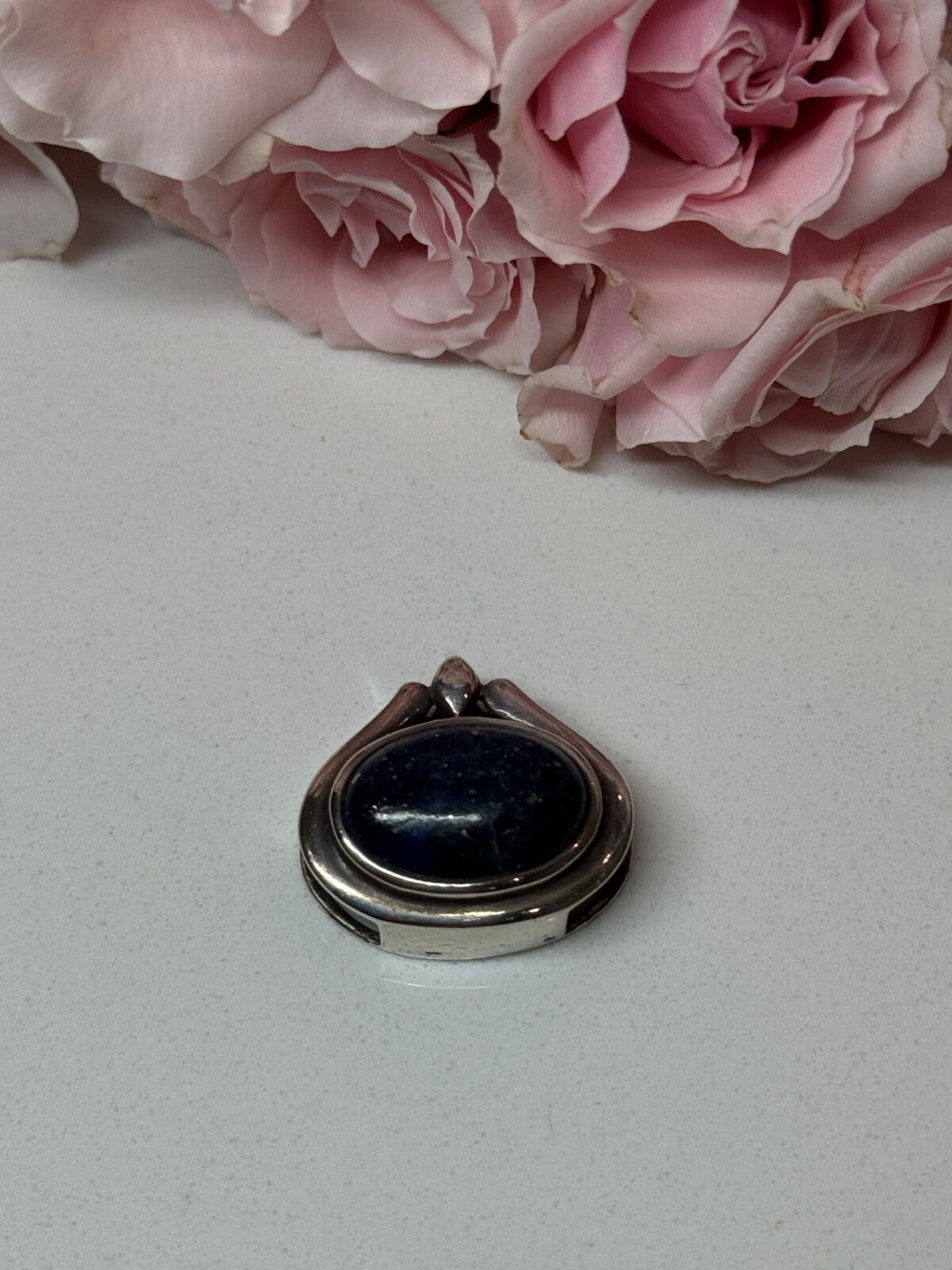 925 Sterling Silver Pendant Sodalite Length 0.9 In