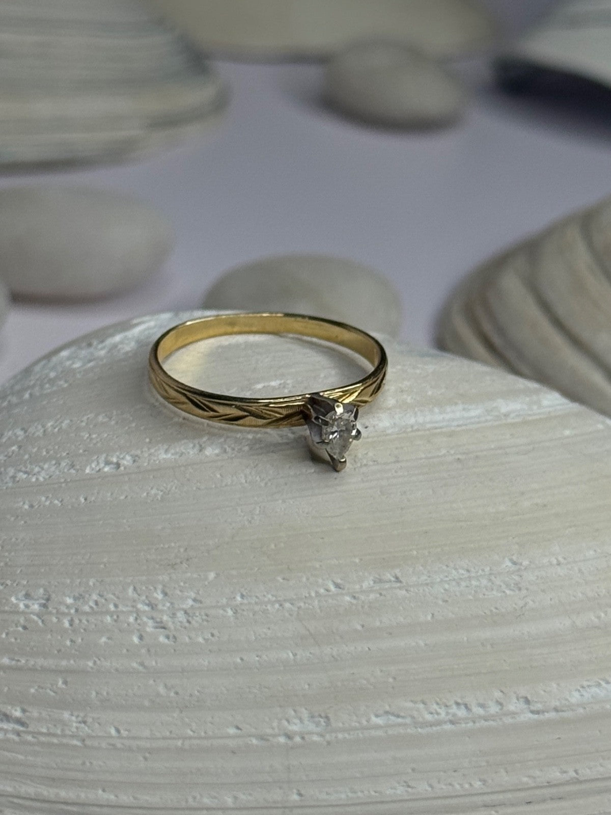 14K P HKS Yellow Gold Diamond 0.10 Carat Ring Size 6