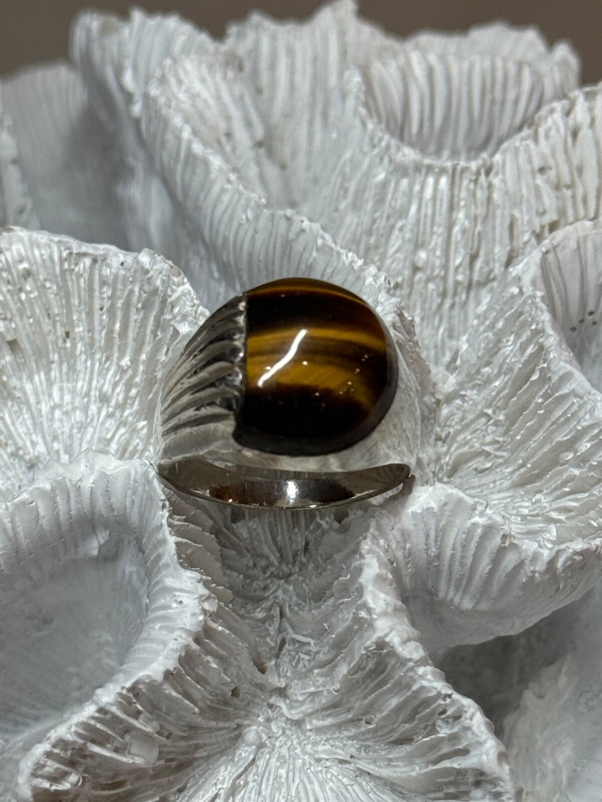 925 Sterling Silver Amber Men'S Ring Size 9