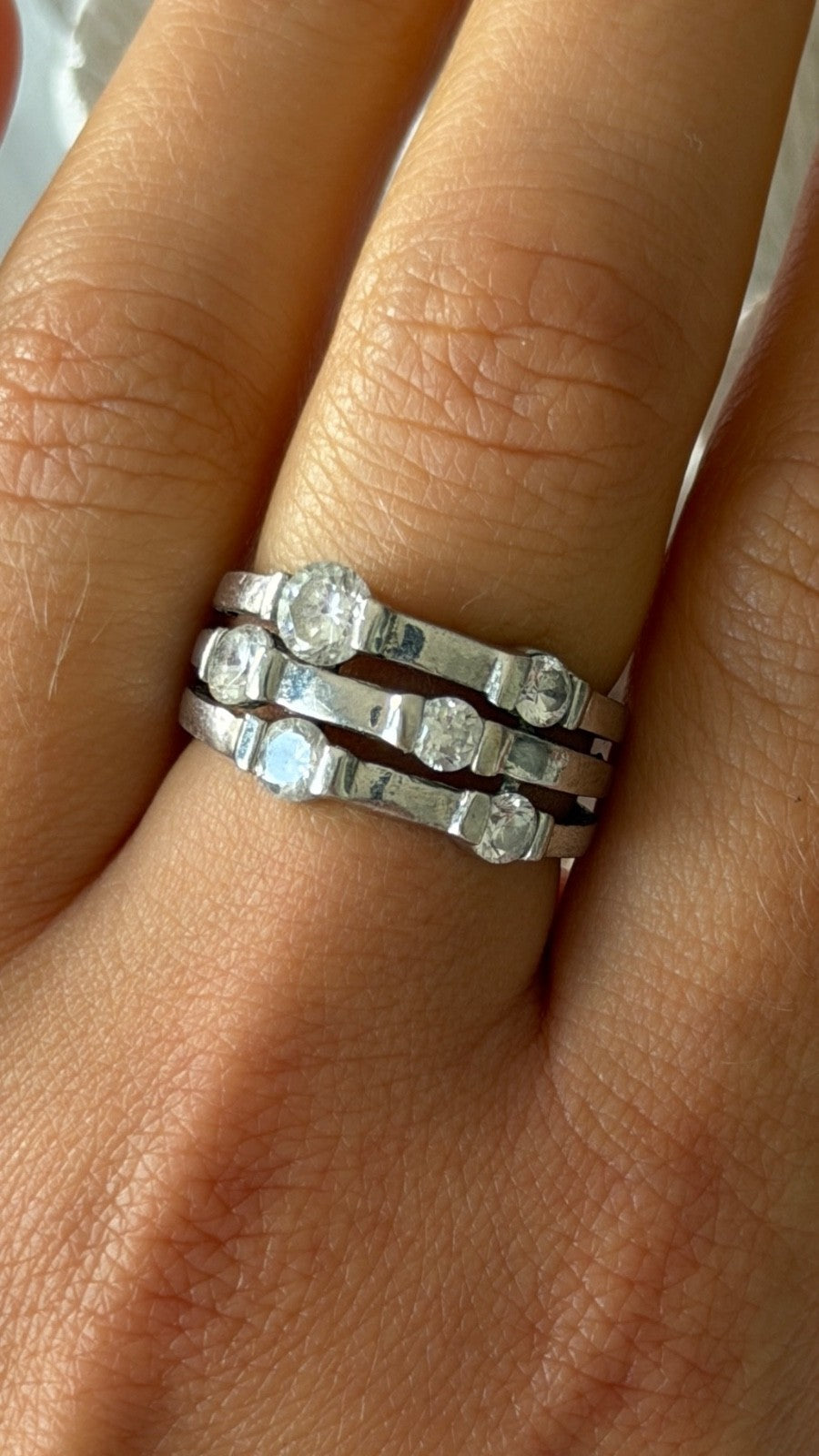 Elegant Design 925 Sterling Silver White Topaz Ring Size 8