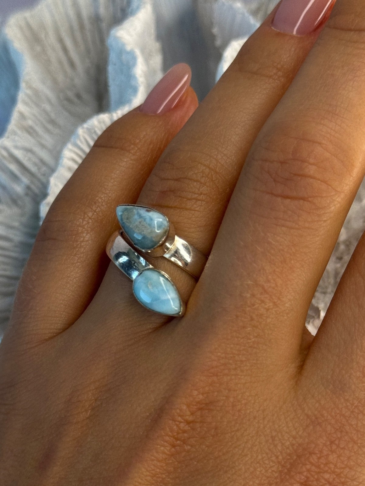 Vintage 925 Sterling Silver Larimar Ring Size 7