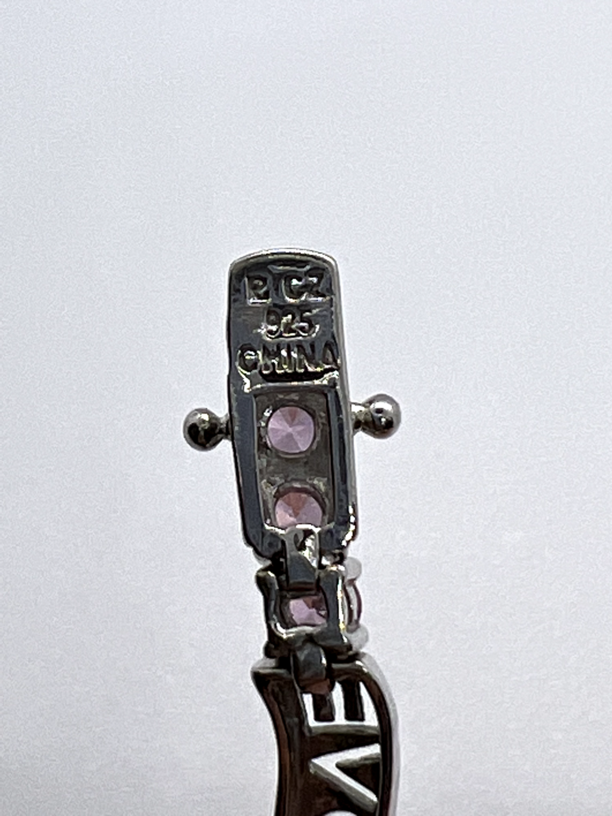 925 Sterling Silver Pink CZ "Love" Bracelet
