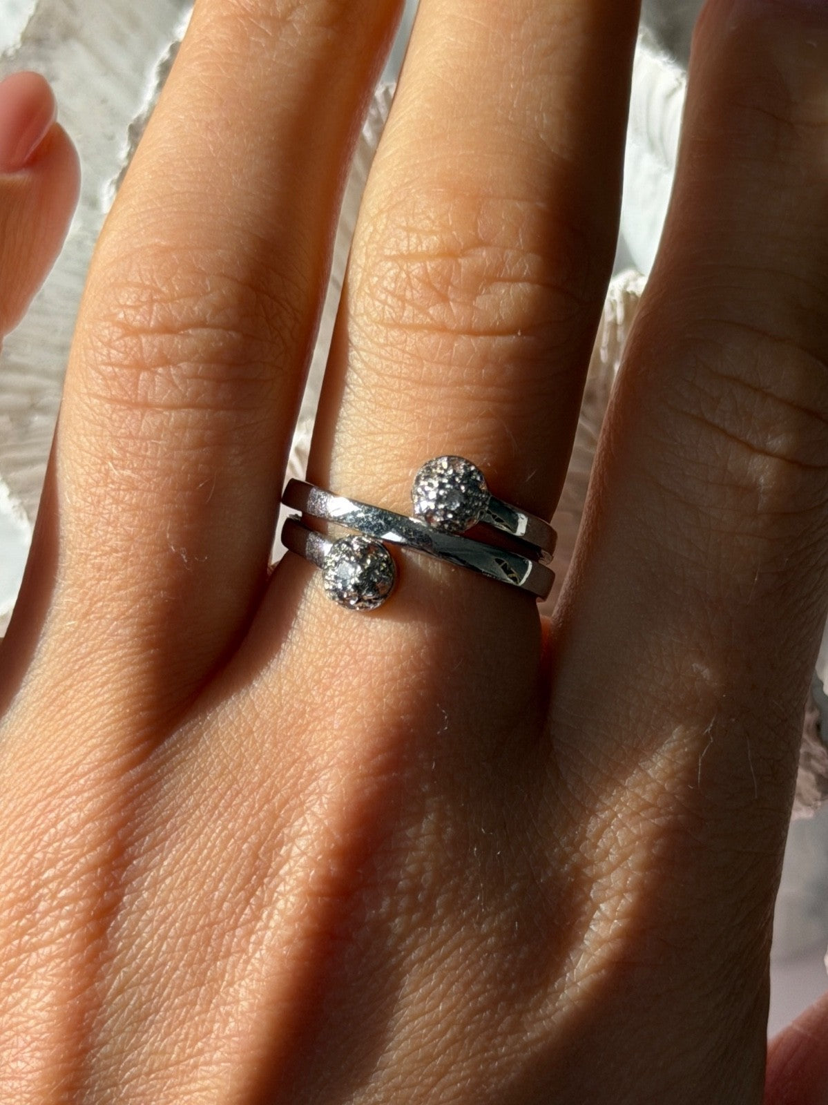 925 Sterling Silver White Topaz Ring Size 9
