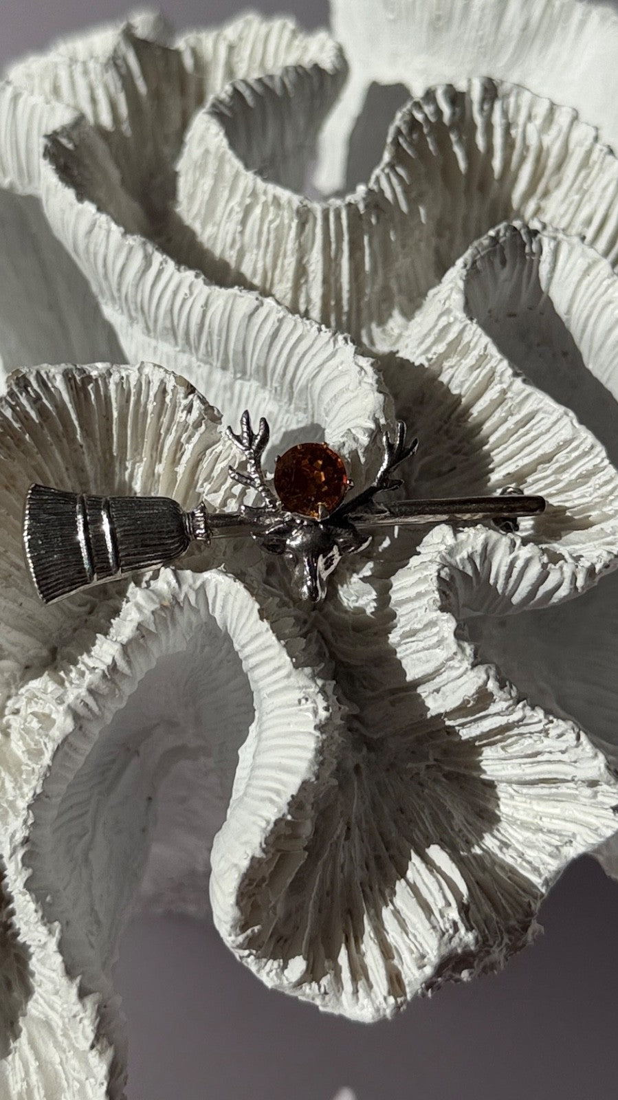 925 Sterling Silver Orange Citrine Deer Brooch