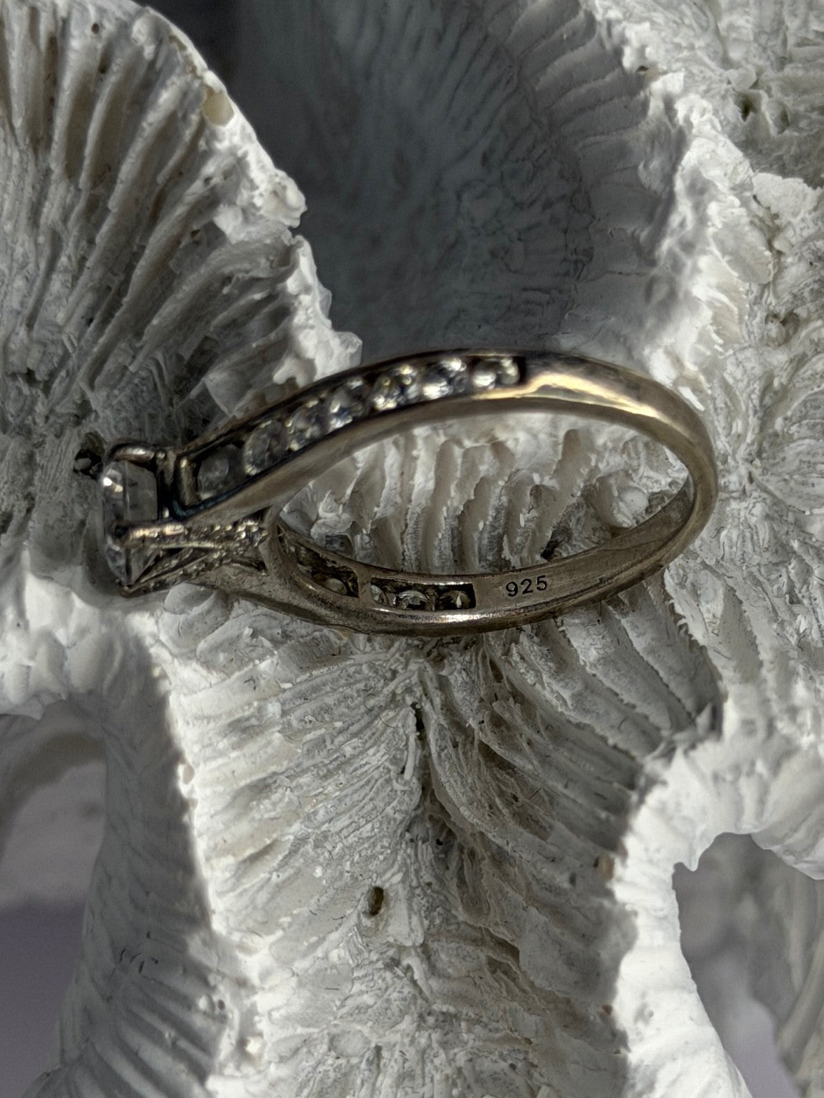 EC 925 Sterling Silver White Topaz Ring Size 7