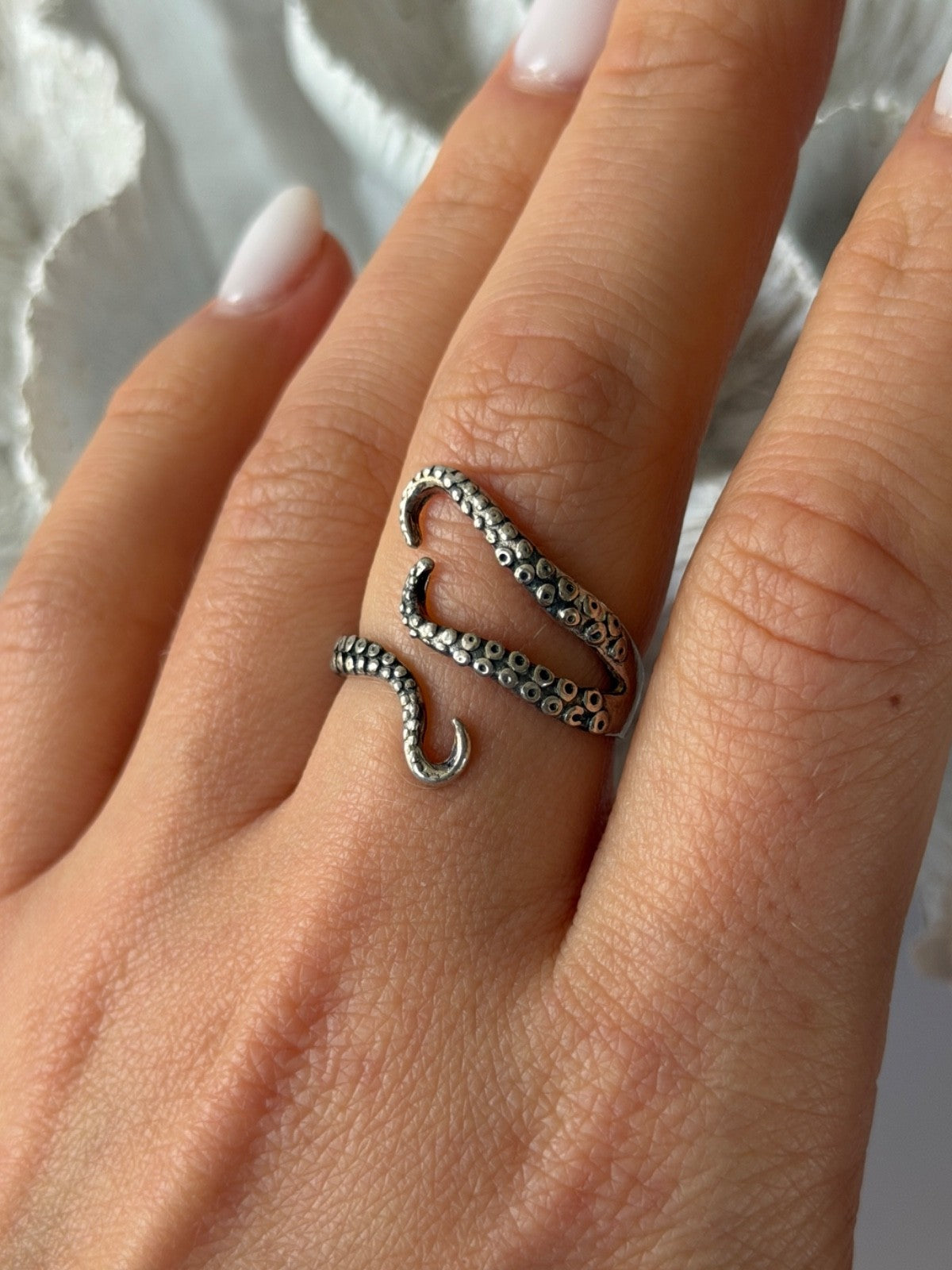 Adjustable Octopus Tentacle Wrap 925 Sterling Silver Ring Size 9