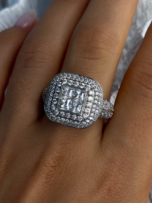 925 Sterling Silver White Tourmaline Ring Size 9