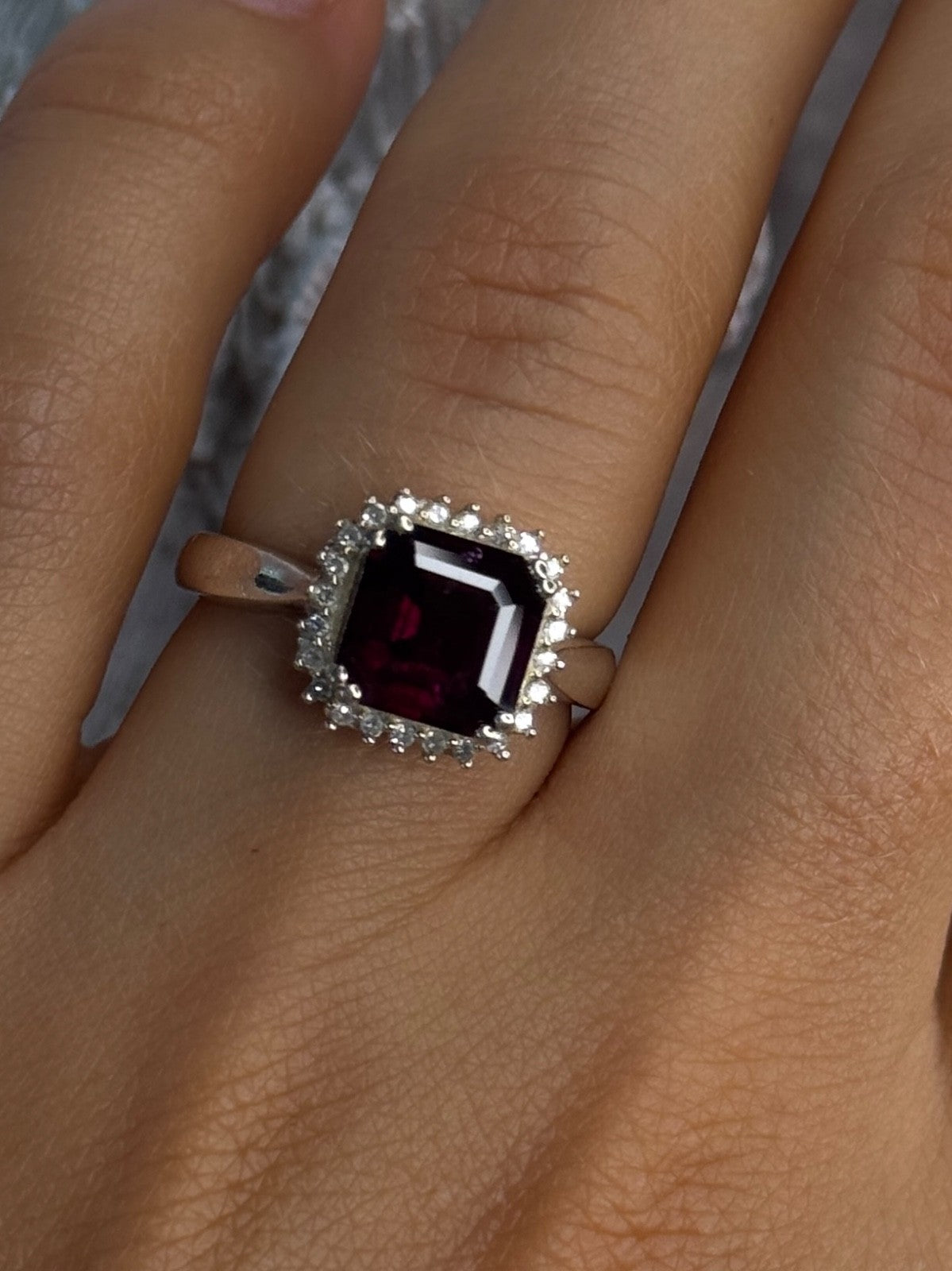 925 Sterling Silver Almandine & Beryl Ring Size 7