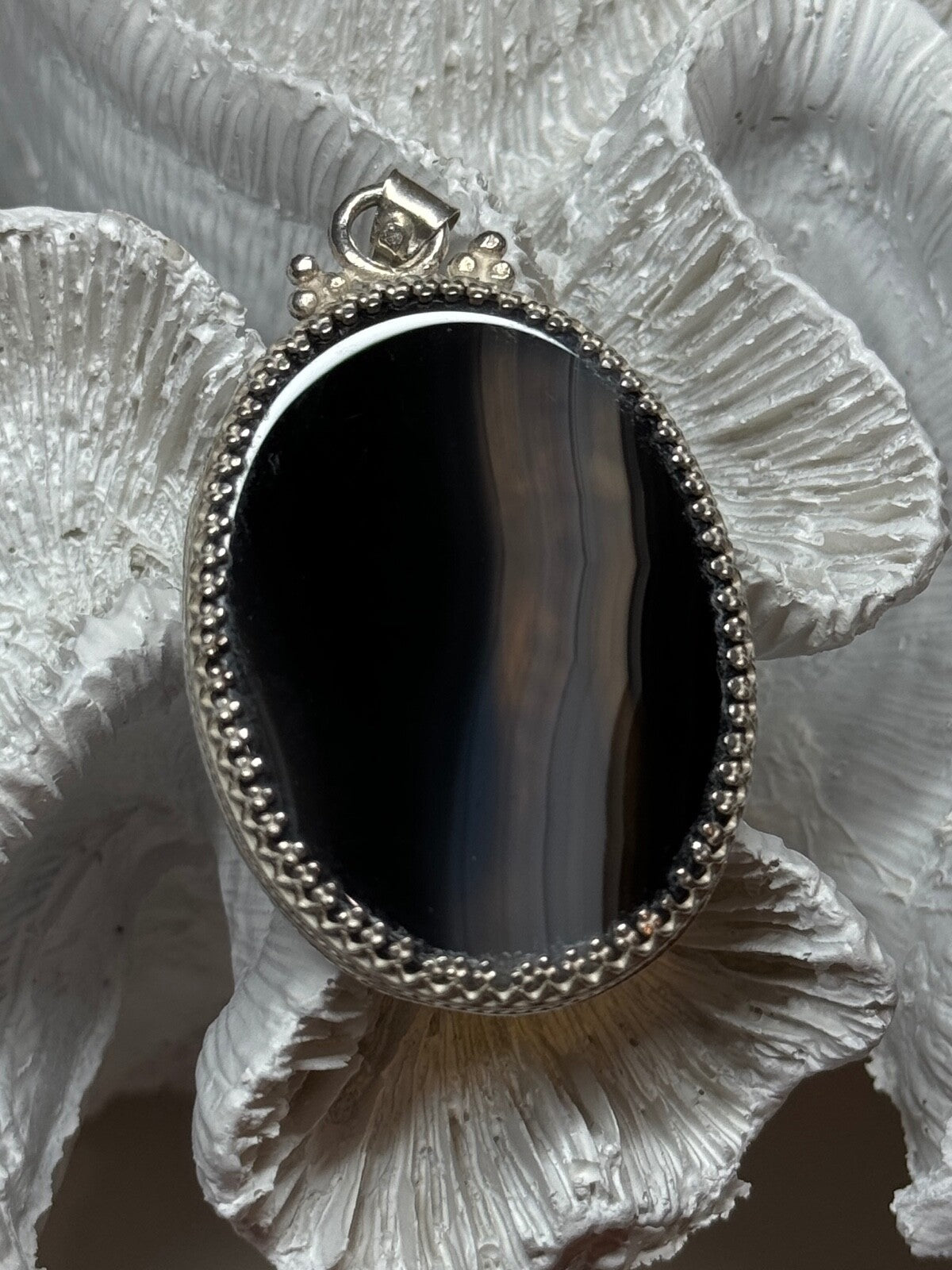 Vintage 925 Sterling Silver Agate Pendant Length 2.3 Inch
