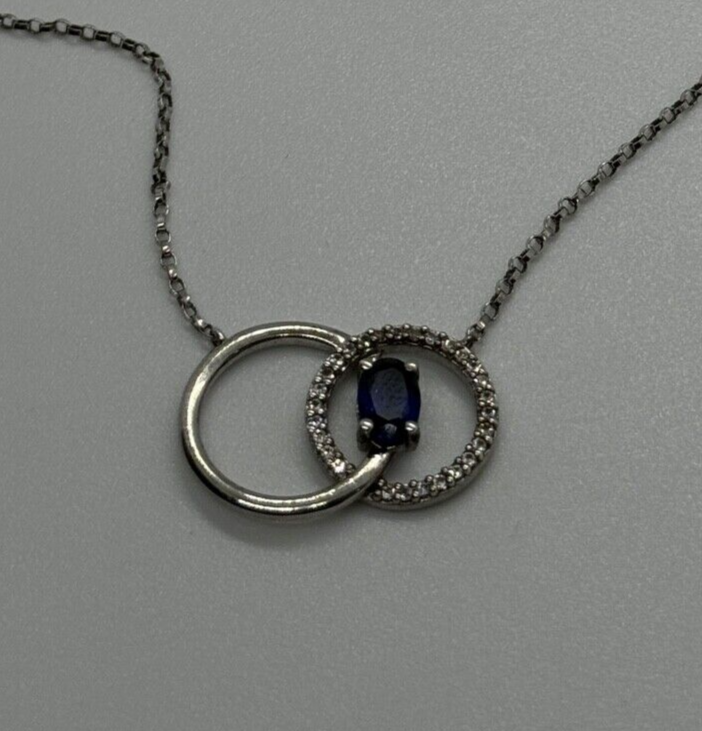 925 Sterling Silver Sapphire & Beryl Necklace