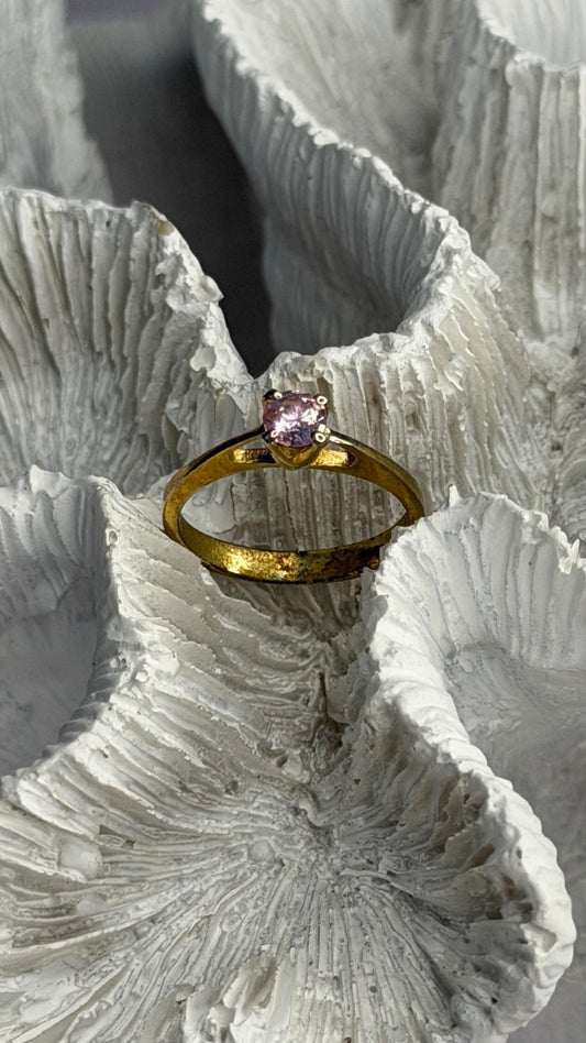 925 Sterling Silver Gold Plated Morganite Ring Size 4