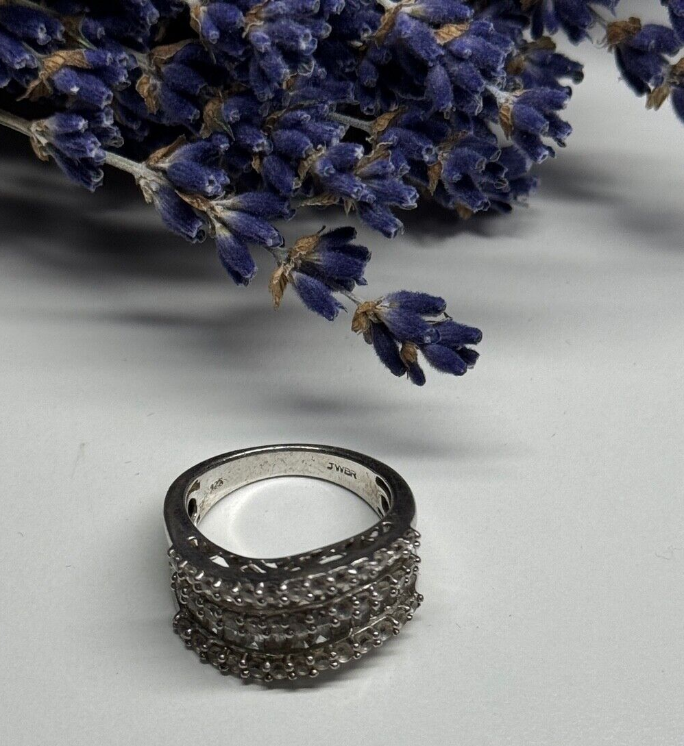 925 Sterling Silver Sapphire Ring Size 6