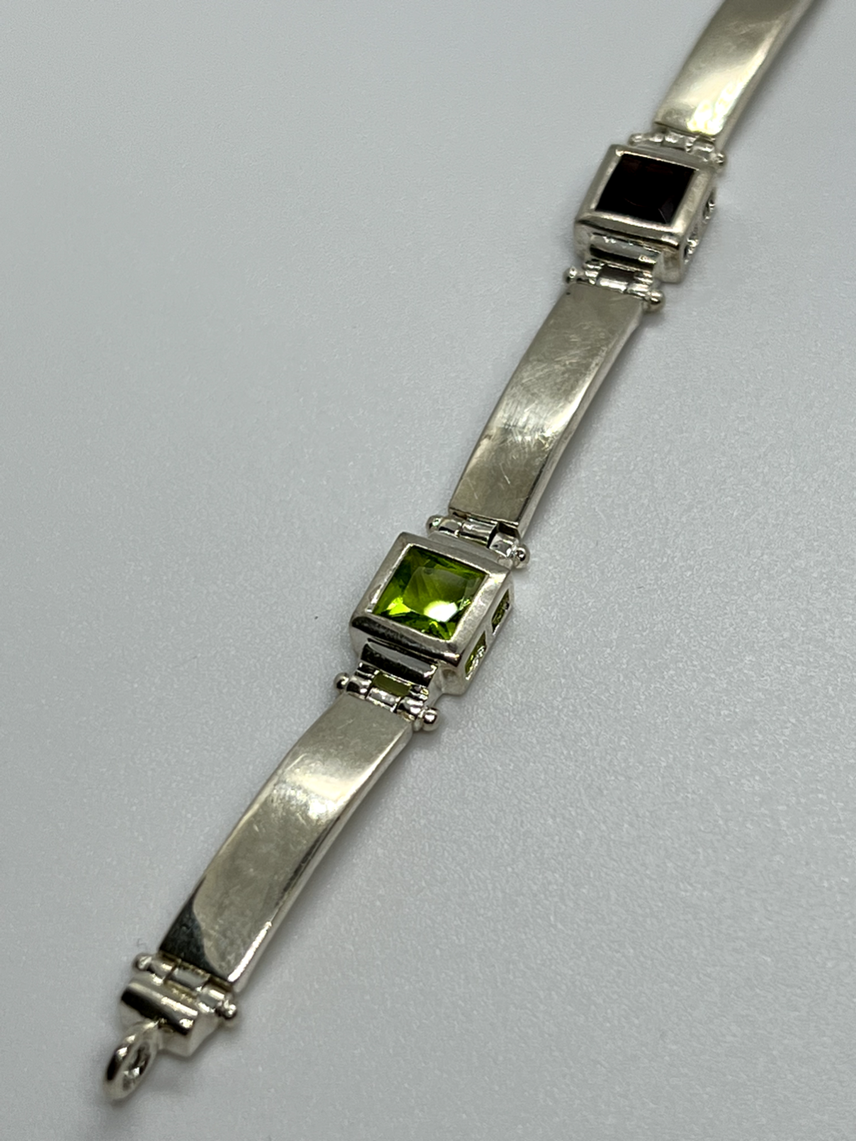 925 Sterling Silver Peridot, Tourmaline, Topaz & Citrine Bracelet