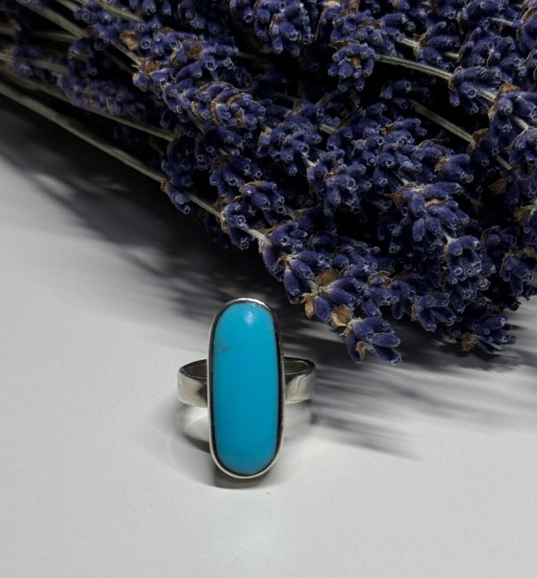 925 Sterling Silver Larimar Ring Size 8