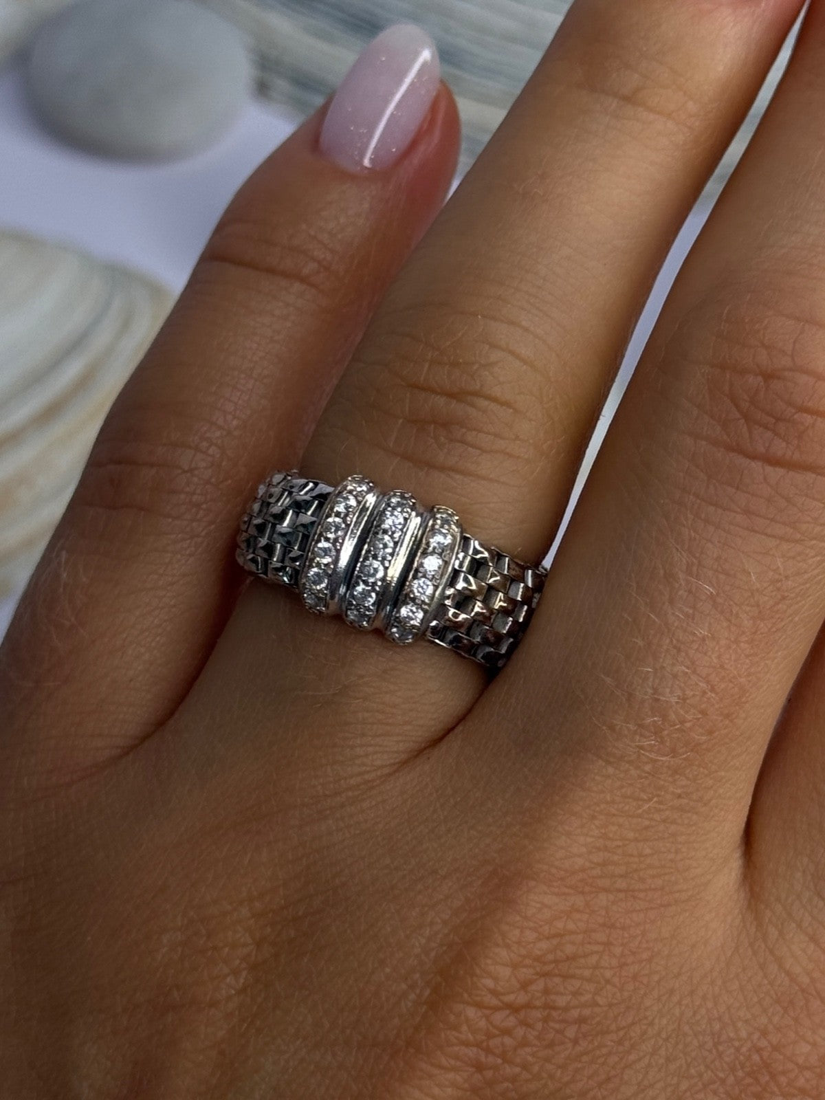 Dyadema Italy 925 Sterling Silver Cz Ring Size 9