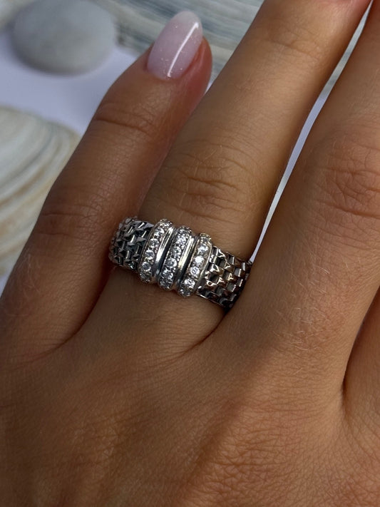Dyadema Italy 925 Sterling Silver Cz Ring Size 9