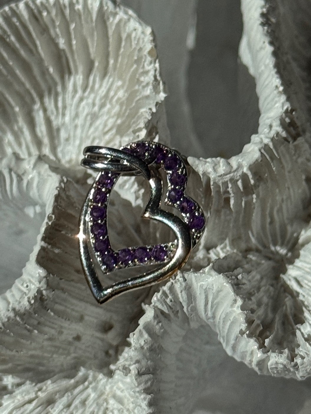 925 Sterling Silver Amethyst Heart Pendant