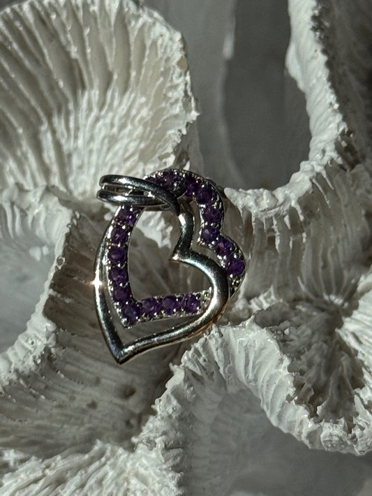 925 Sterling Silver Amethyst Heart Pendant