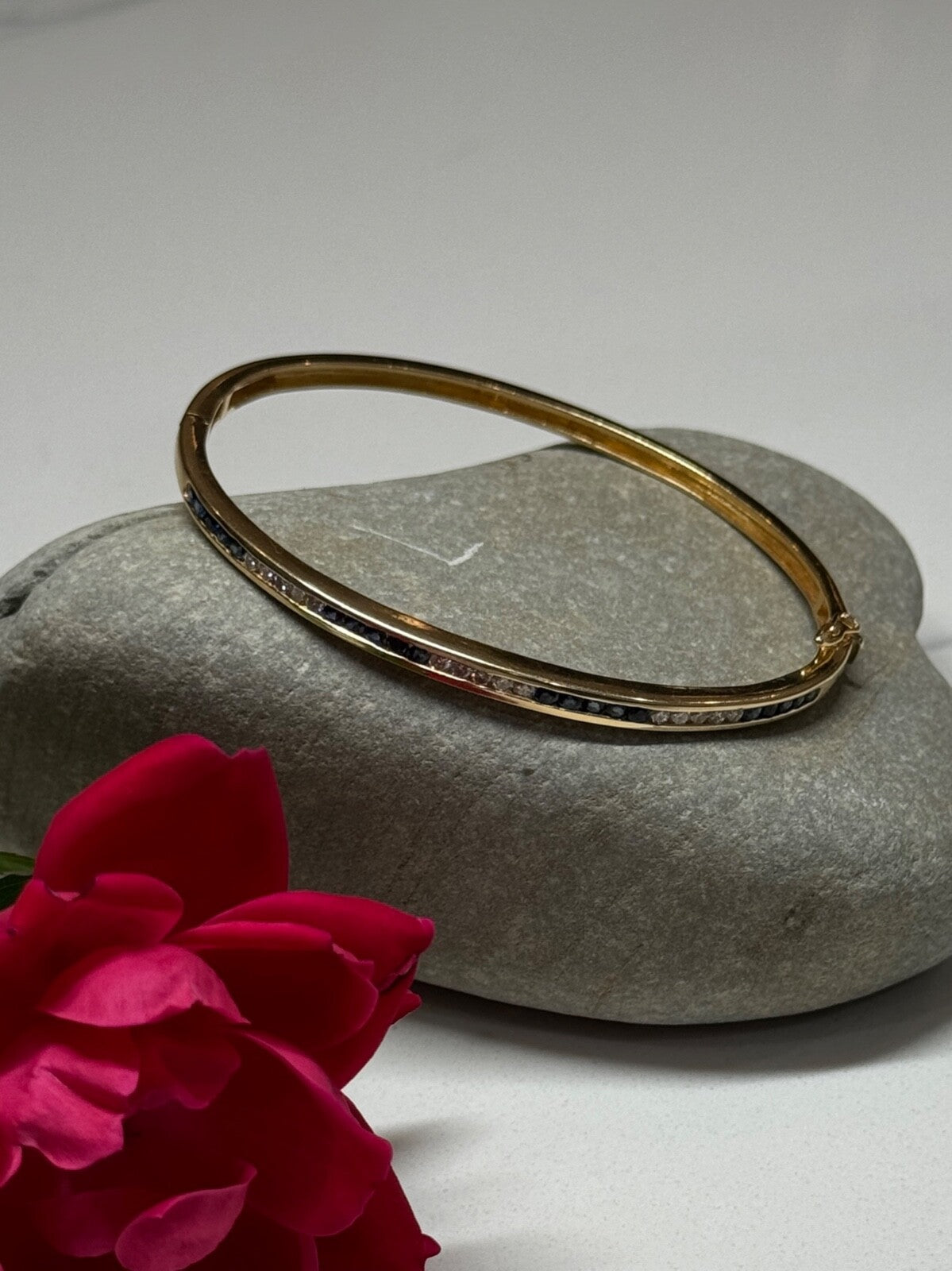 14K Yellow Gold Bracelet Blue & White Sapphire