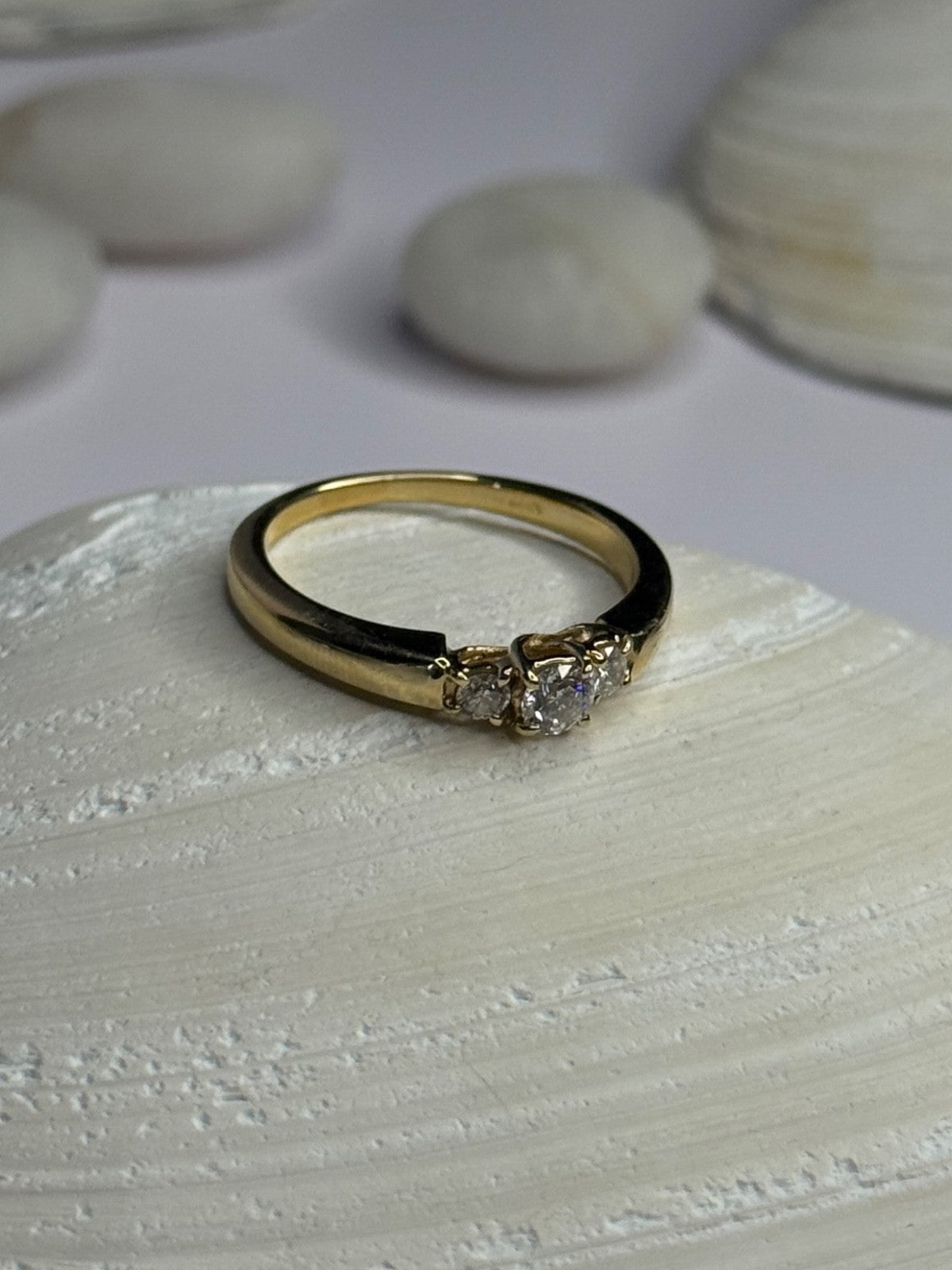 14K Yellow Gold Diamond 0.36 Carat Total Weight Ring Size 7