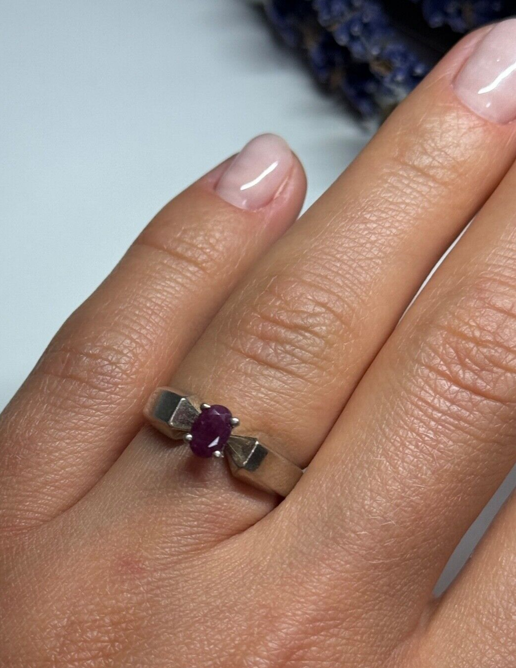 925 Sterling Silver Ruby Ring Size 6