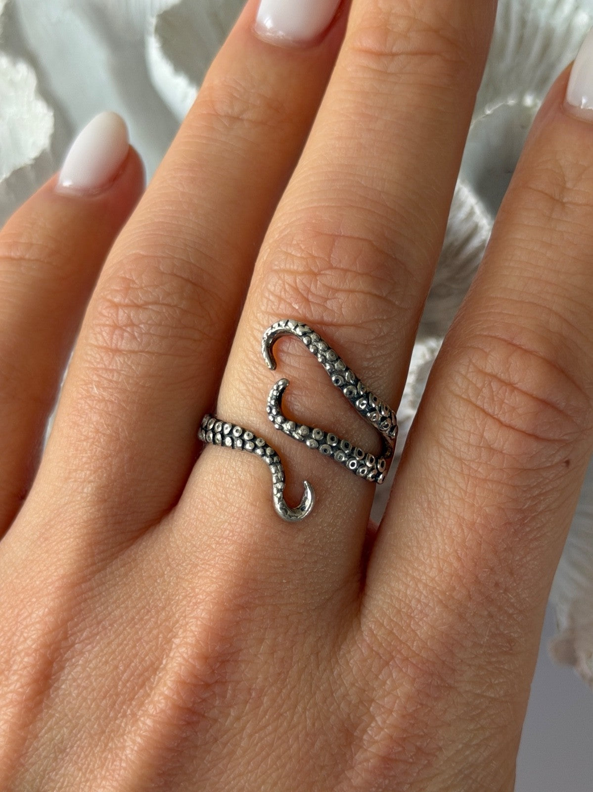 Adjustable Octopus Tentacle Wrap 925 Sterling Silver Ring Size 9