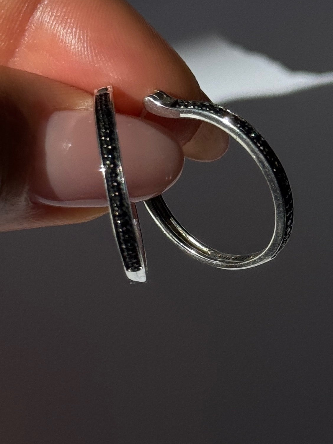 925 Sterling Silver Onyx Hoop Earrings