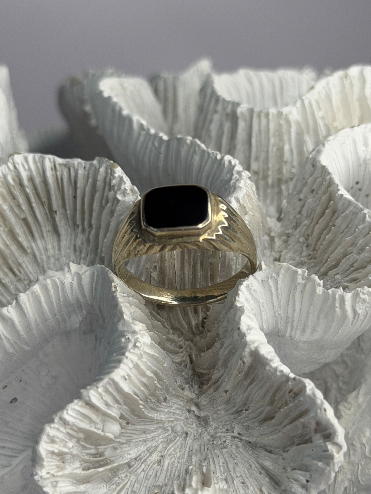 Vintage 925 Sterling Silver Onyx Ring Size 9