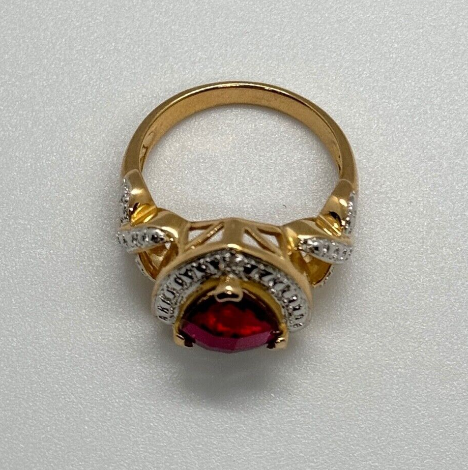 925 Sterling Silver Gold Plated Spinel Ring Size 7