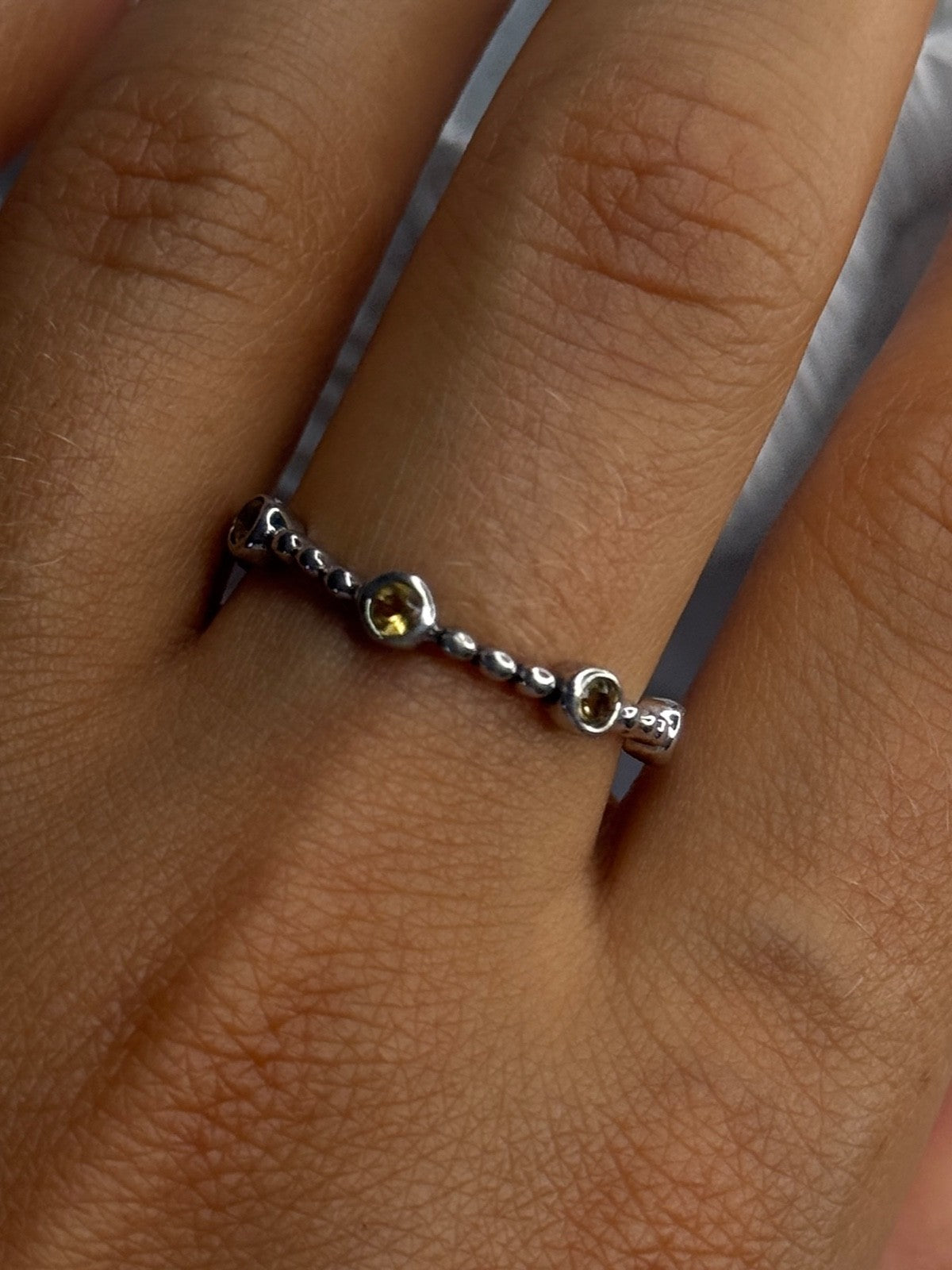 925 Sterling Silver Citrine Ring Size 9.5