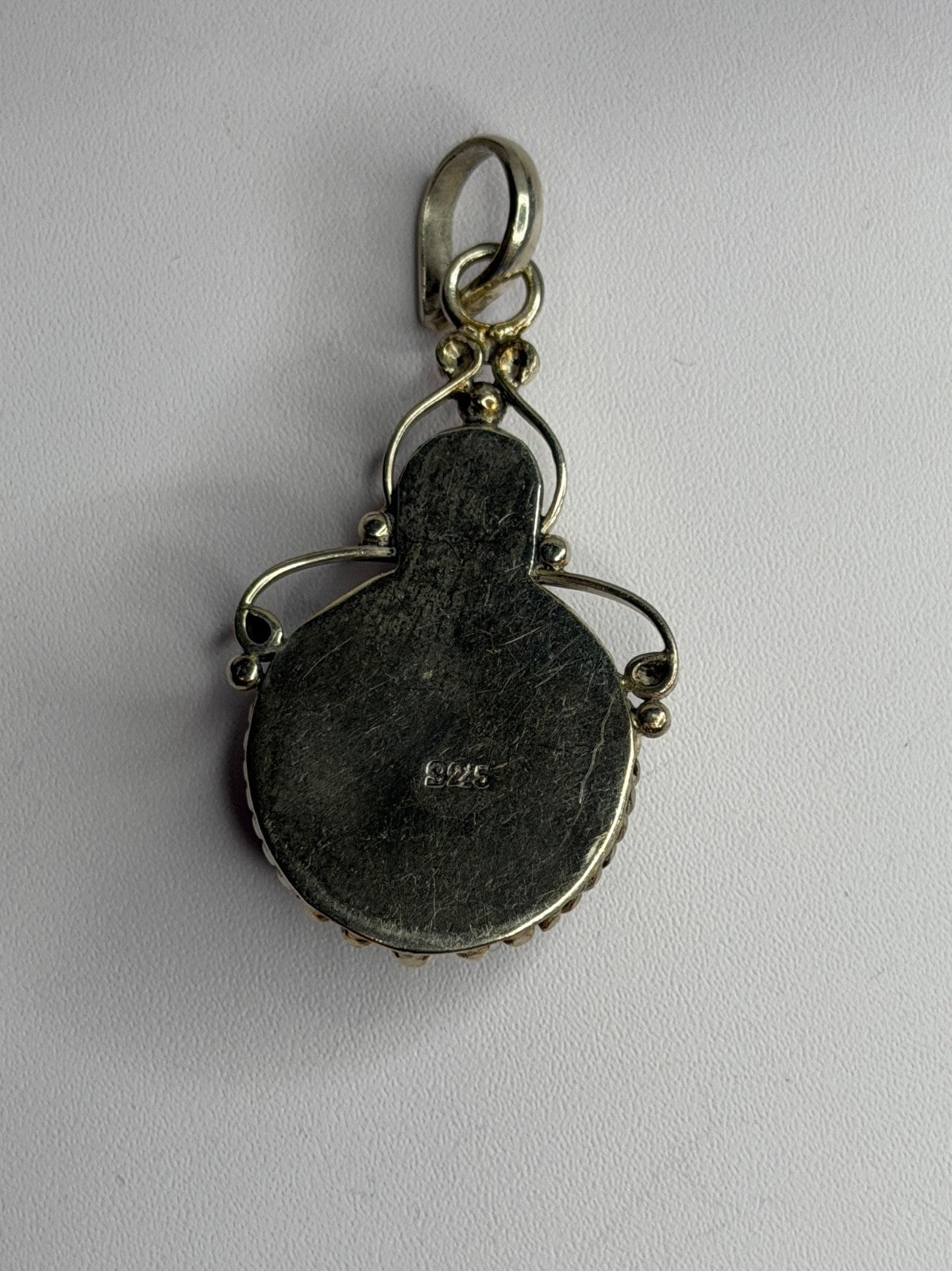Vintage 925 Sterling Silver Agate Pendant Length 2 in