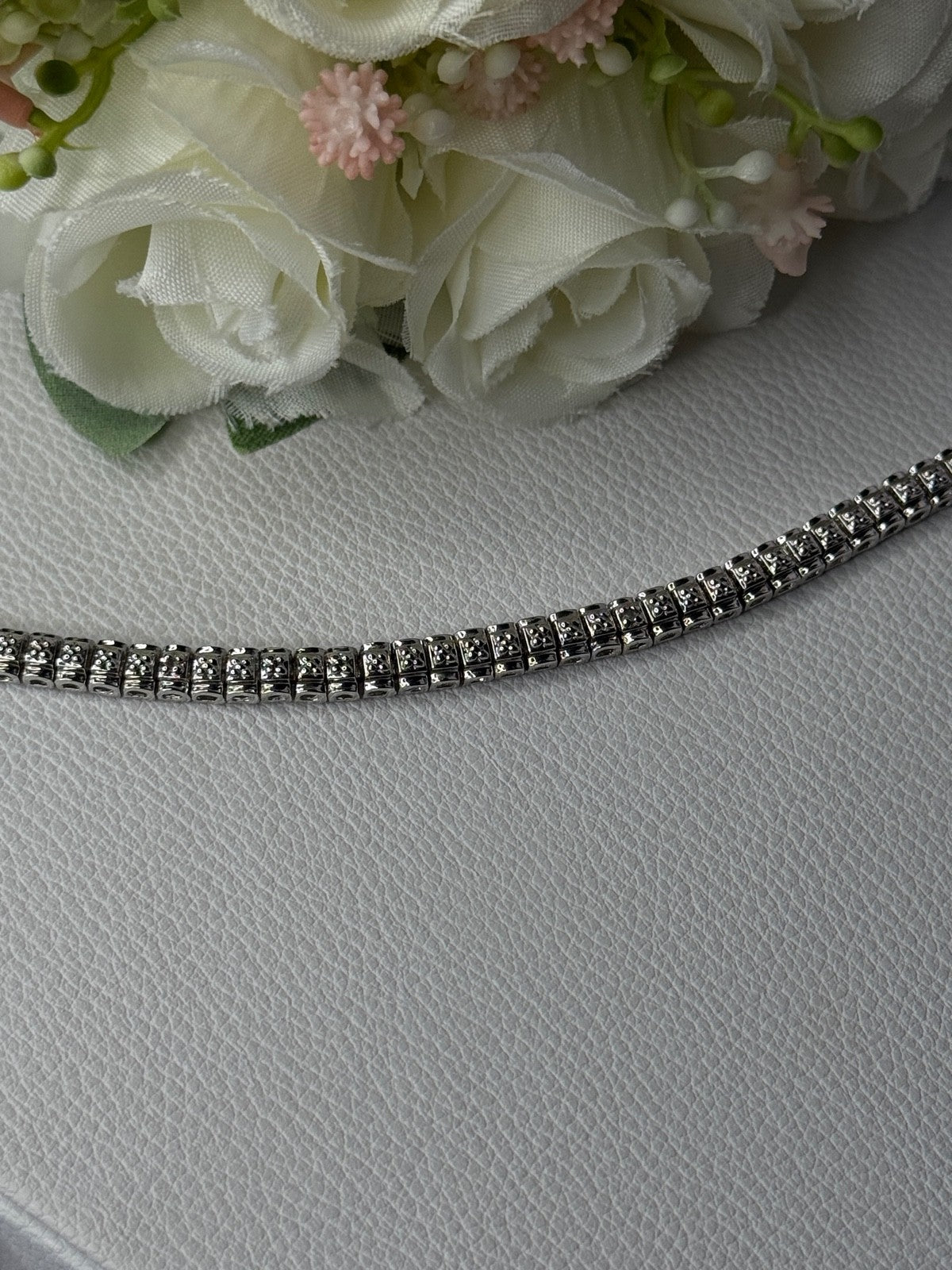 925 Sterling Silver Fas 3 Diamonds Bracelet Length 7.5 Inch