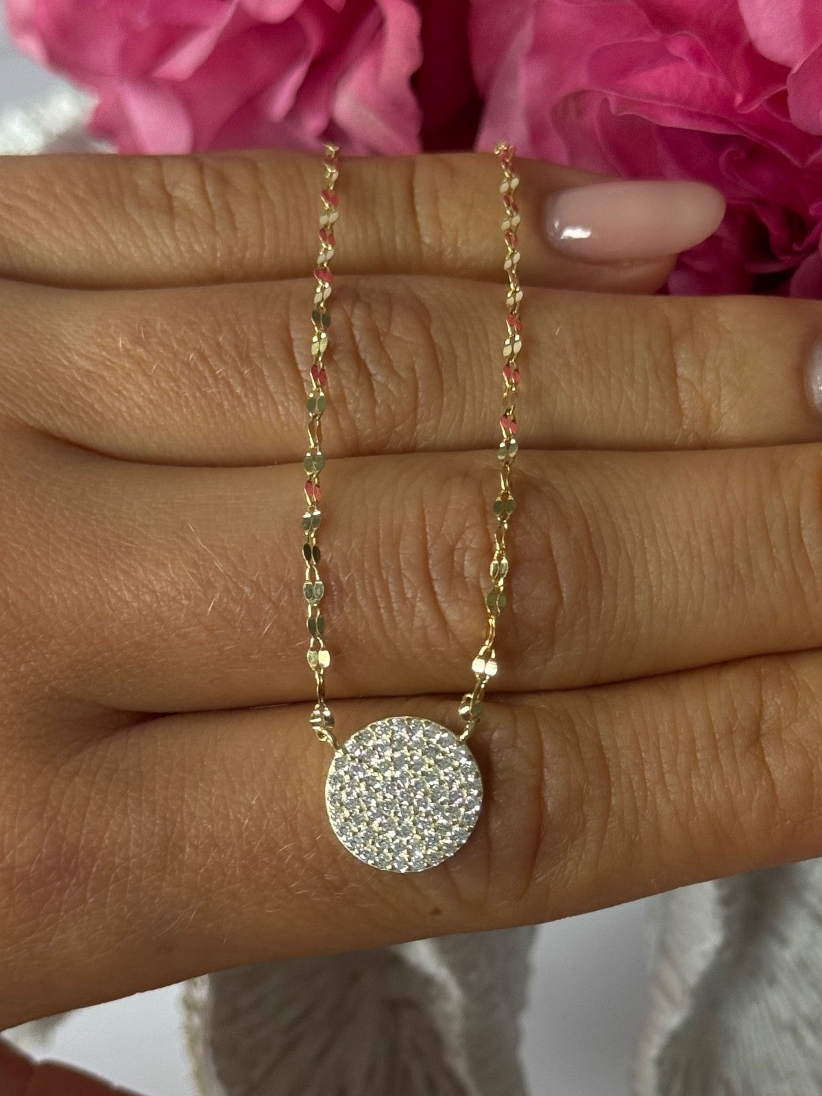925 Sterling Silver Gold Plated Cz Necklace Length 16/18 inch