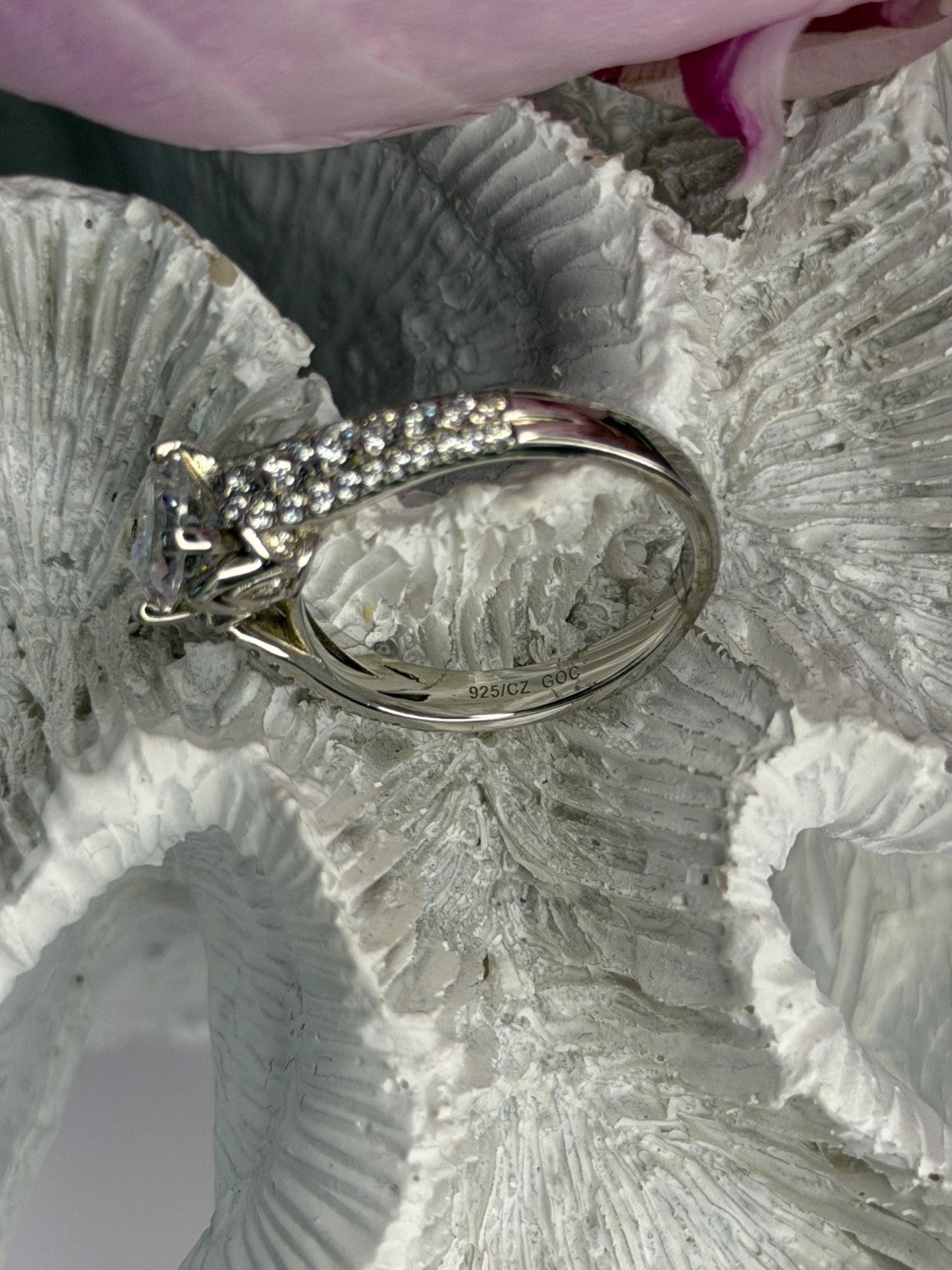 GOC 925 Sterling Silver tcw 1.60 Cz Ring Size 7
