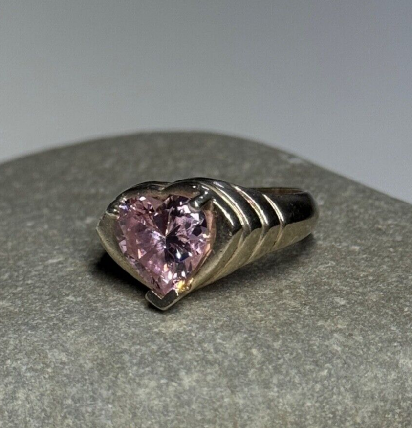 925 Sterling Silver CZ Heart Ring Size 6.5