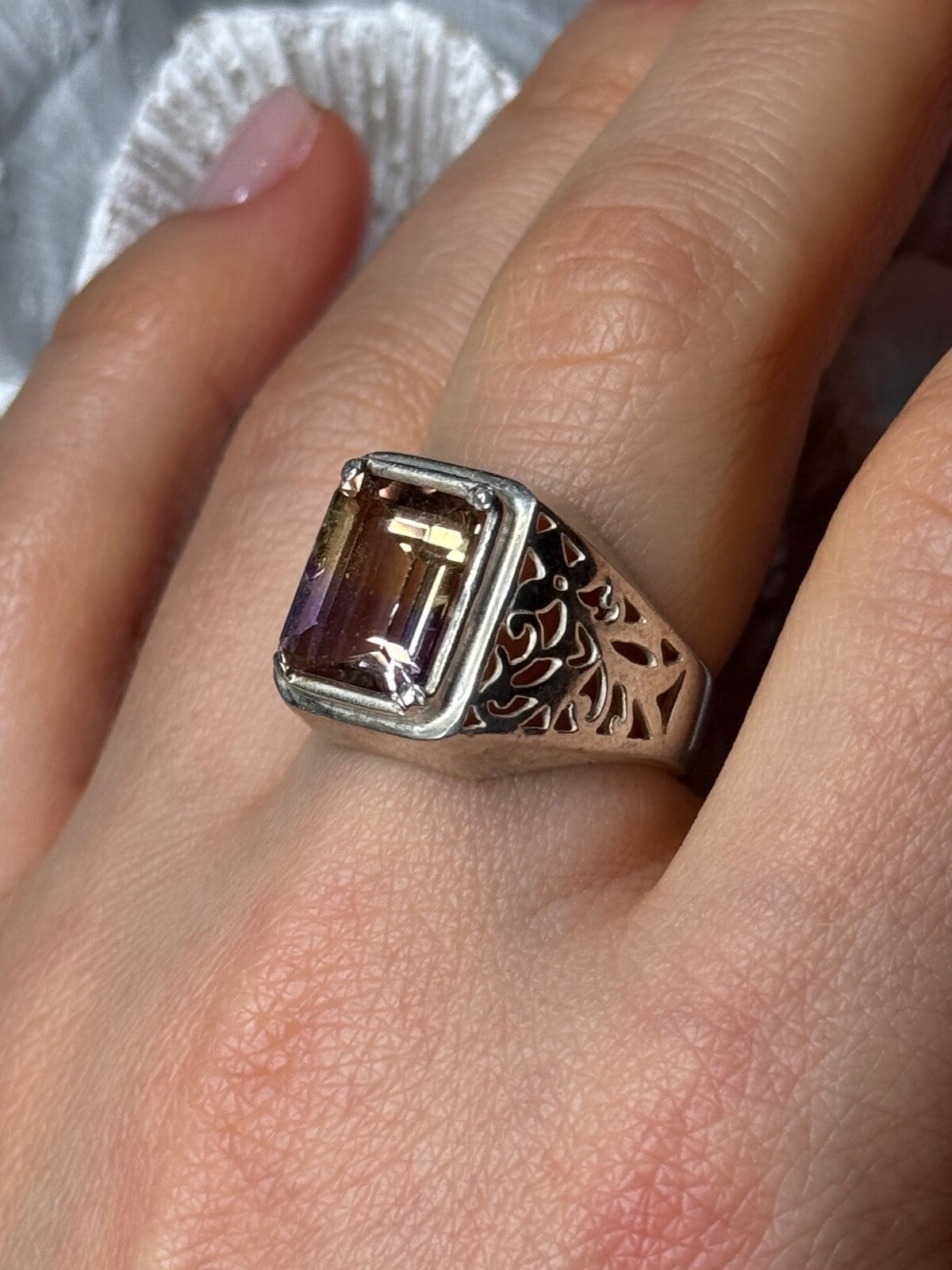 925 Sterling Silver Spinel Men's Ring Size 8
