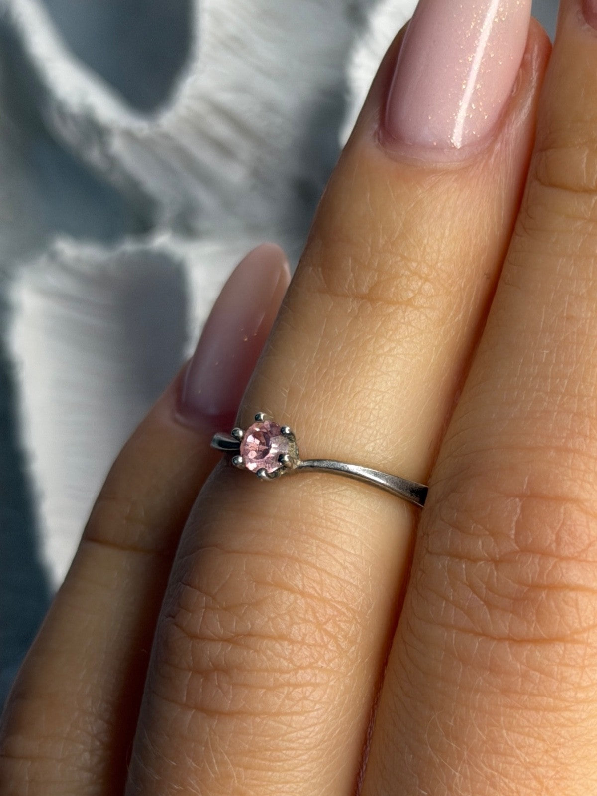 925 Sterling Silver Morganite Ring Size 4
