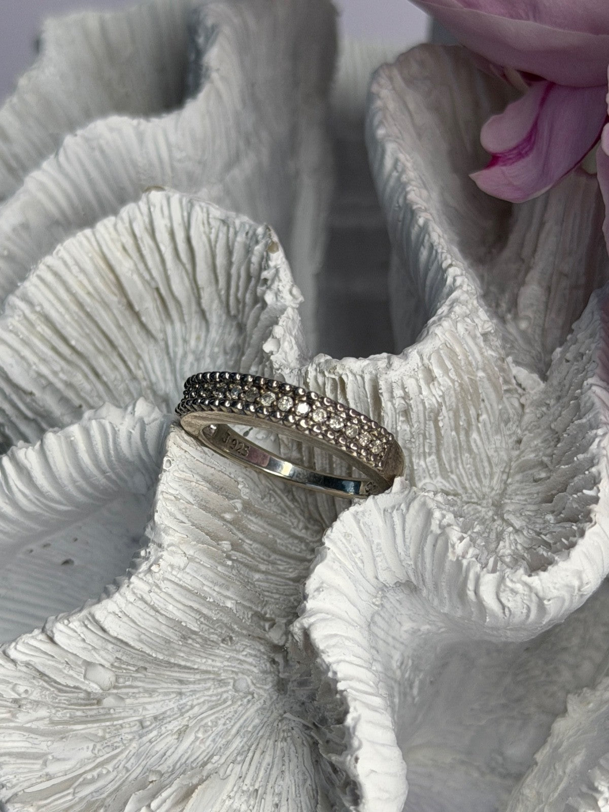 925 Sterling Silver White Spinel Ring Size 7