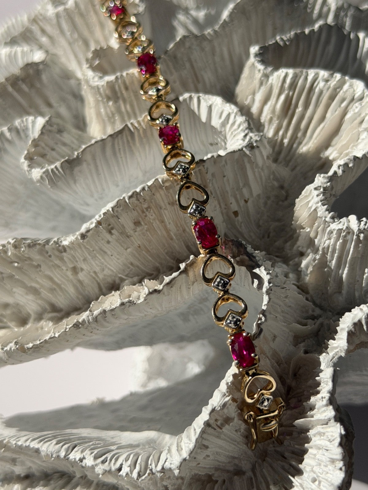 925 Sterling Silver Gold Plated Pink Topaz Bracelet