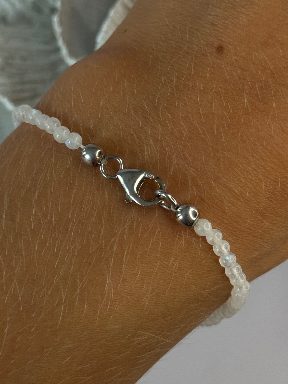 925 Sterling Silver Moonstones Elephant Charm Bracelet Length 7.5
