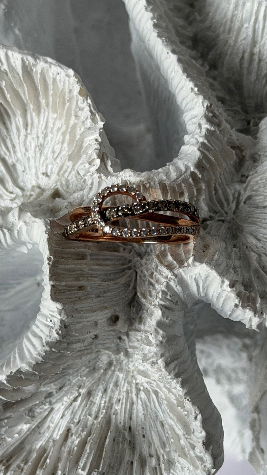 Le Vian 14K Rose Gold Chocolate & White Diamonds 0.50 cts Ring Size 6.5