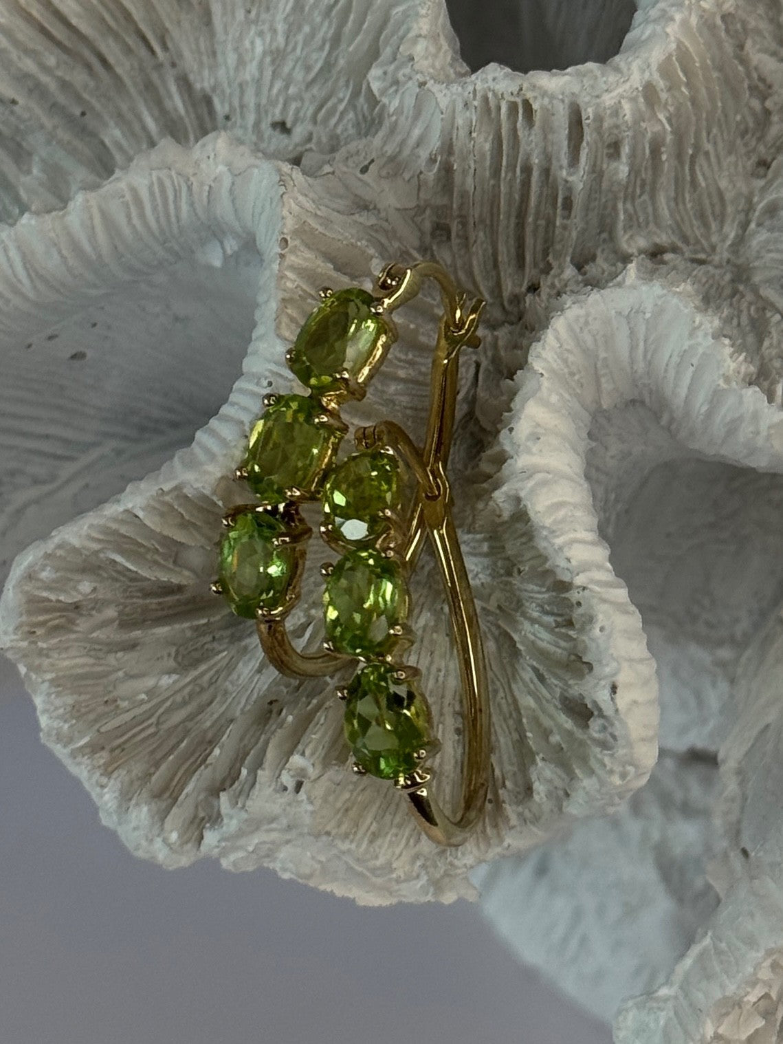 925 Sterling Silver Gold Plated Peridot Earrings Length 1.10 Inch