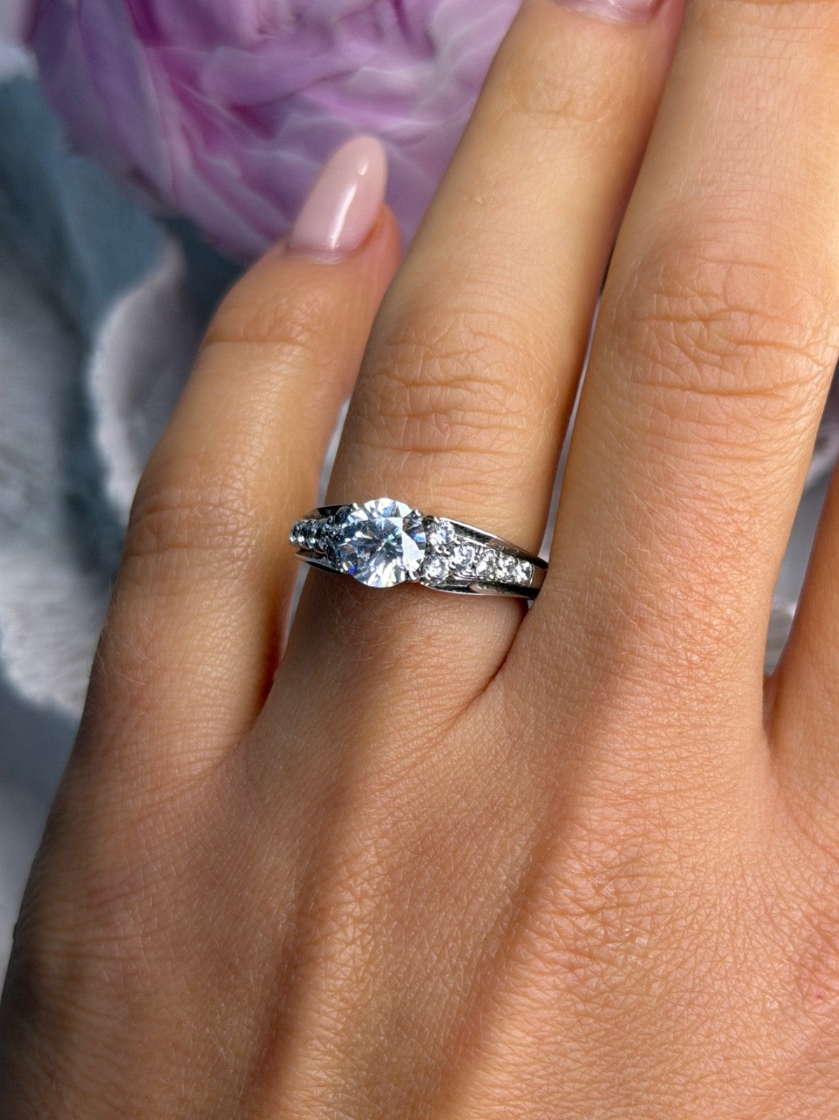 GOC 925 Sterling Silver tcw 1.48 Cz Ring Size 7