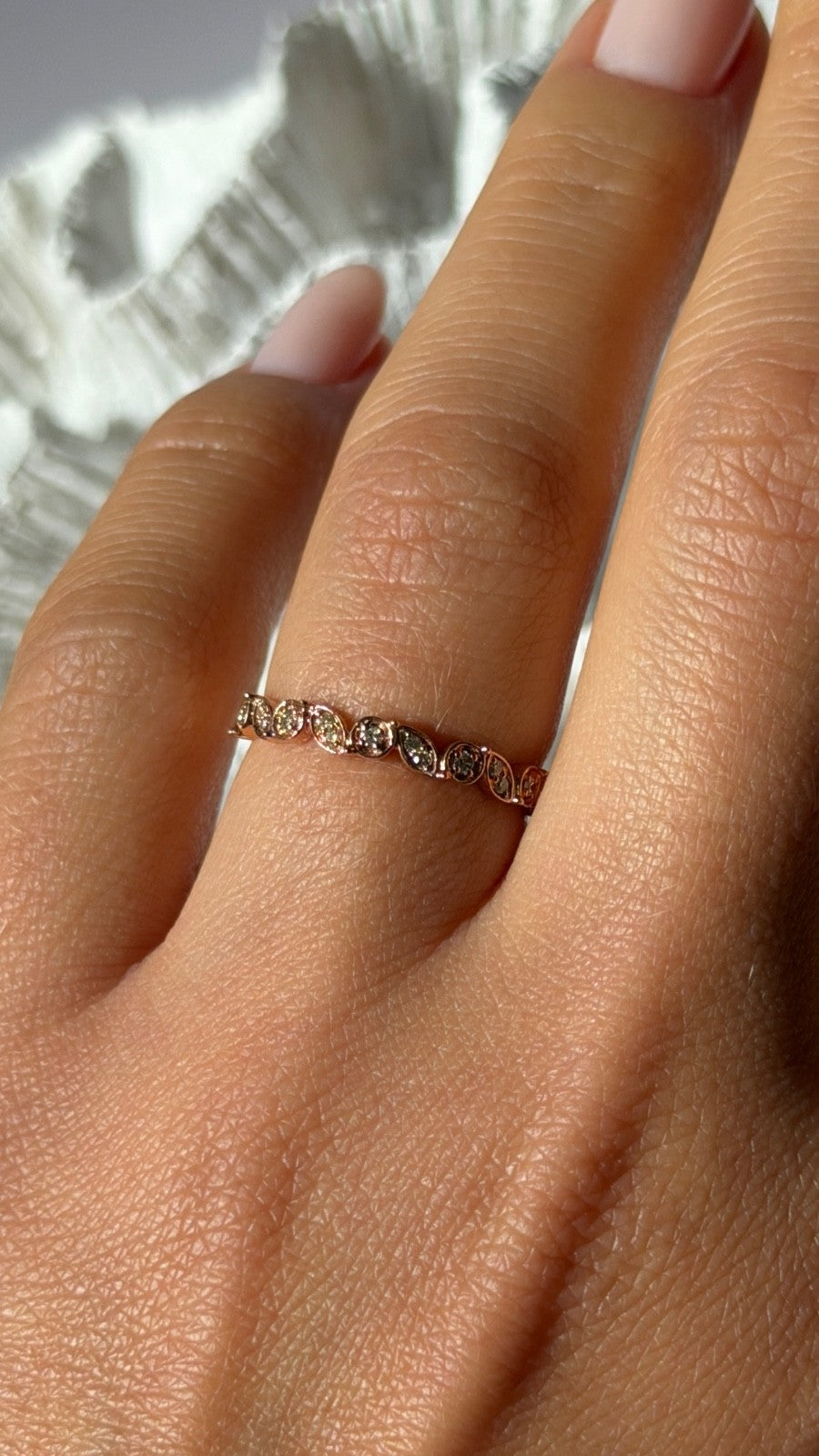 Classy Design 10K Rose Gold Diamond 0.12 ct Ring Size 6.5