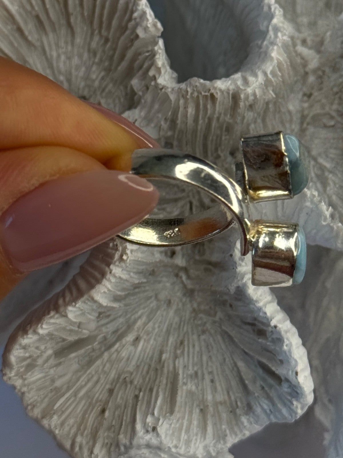 Vintage 925 Sterling Silver Larimar Ring Size 7